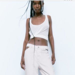 Loose wide leg jeans Zara bright blue 4 NWT